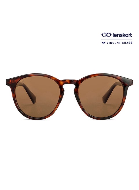 Mirage Full Rim Round Polarized & UV Protected Sunglasses For Men & Women VC S13972 - 51mm - Brown