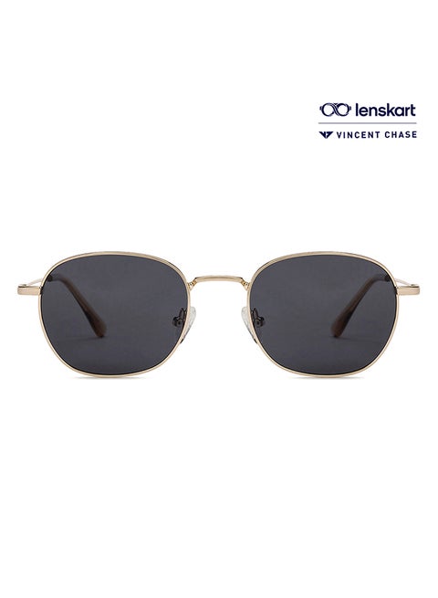 Vintage Full Rim Round Frame Polarized & UV Protected Sunglasses VC S13132 - 52mm - Gold