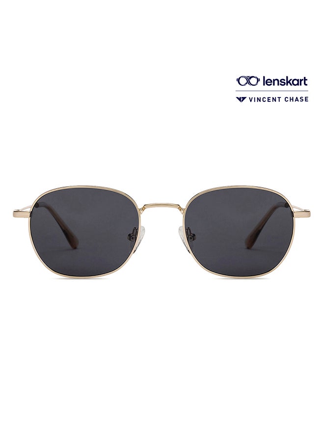 VINCENT CHASE - Vintage Full Rim Round Frame Polarized & UV Protected Sunglasses VC S13132 - 52mm - Gold - Image 1