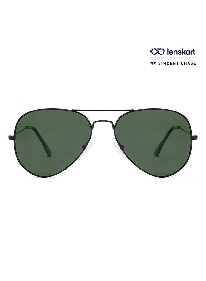 VINCENT CHASE Top Guns Full Rim Aviator Polarized & UV Protected Sunglasses For Men & Women VC 5158/P - 58mm - Black  - Image 1