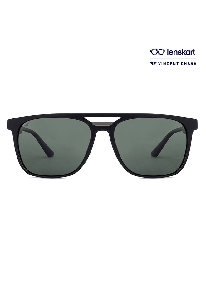VINCENT CHASE Mirage Full Rim Wayfarer Polarized & UV Protected Sunglasses For Men & Women VC S12644 - 57mm - Black  - Image 1