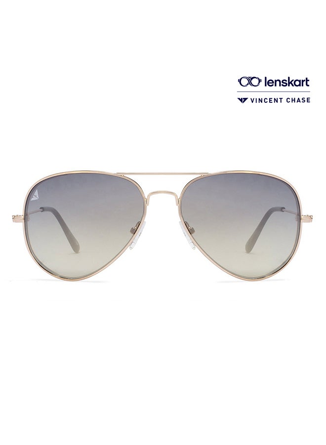 VINCENT CHASE Top Guns Full Rim Aviator Polarized & UV Protected Sunglasses For Men & Women VC 5158 - 58mm - Gold  - Image 1