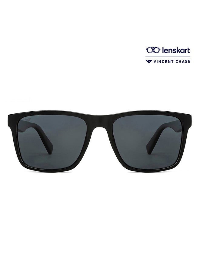 VINCENT CHASE Mirage Full Rim Wayfarer Polarized & UV Protected Sunglasses For Men & Women VC S13973 - 56mm - Black  - Image 1