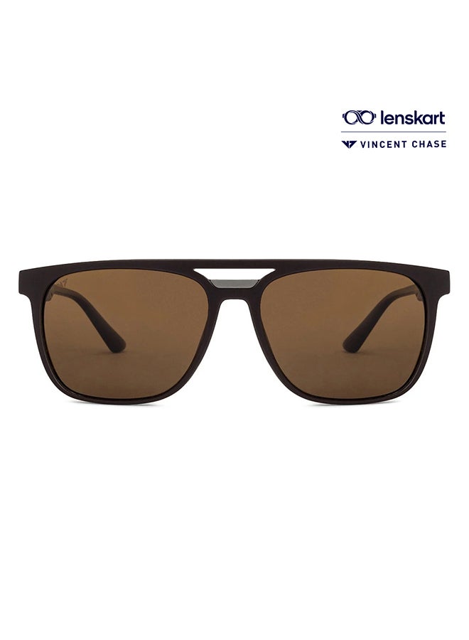 VINCENT CHASE Mirage Full Rim Wayfarer Polarized & UV Protected Sunglasses For Men & Women VC S12644 - 57mm - Brown  - Image 1