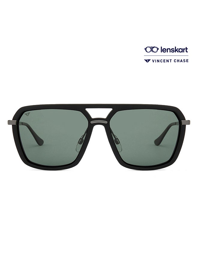 VINCENT CHASE Mirage Full Rim Geometric Polarized & UV Protected Sunglasses For Men & Women VC S11745 - 56mm - Black - Image 1