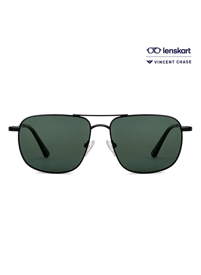 VINCENT CHASE Vintage Full Rim Square Polarized & UV Protected Sunglasses For Men & Women VC S13115 - 52mm - Black  - Image 1