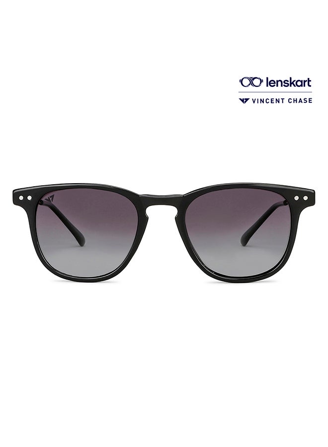 VINCENT CHASE Mirage Full Rim Round Polarized & UV Protected Sunglasses For Men & Women VC S14093 - 48mm - Black  - Image 1