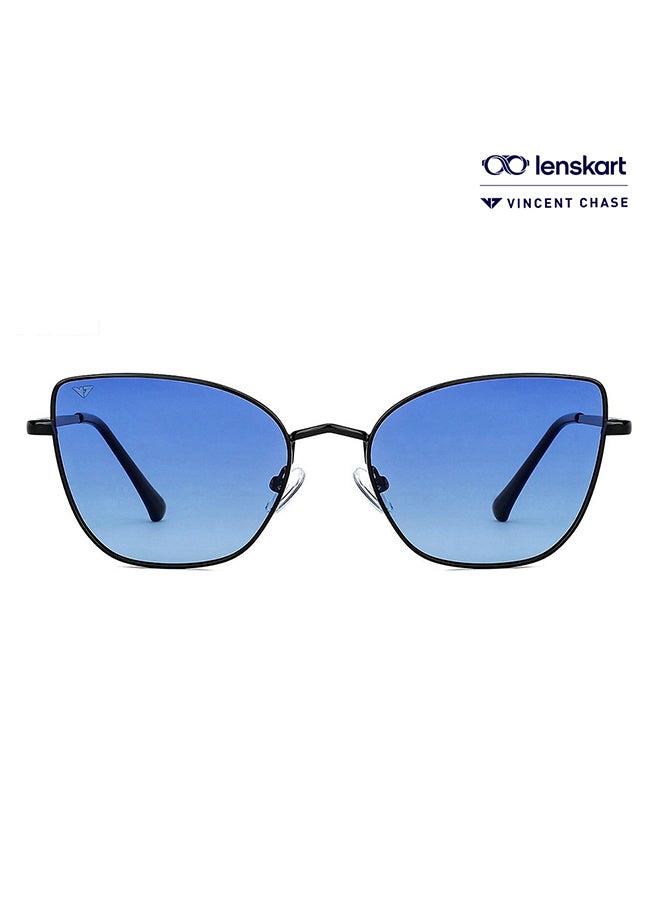 VINCENT CHASE Vintage Full Rim Cat Eye Shape Polarized & UV Protected Sunglasses VC S14079 - Lens Size: 54mm - Black  - Image 1