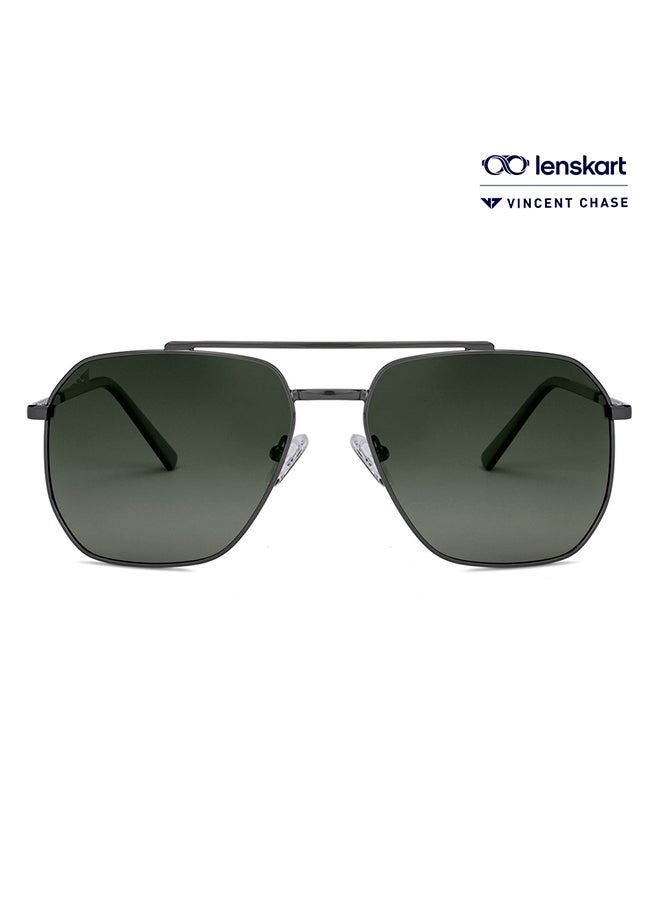 VINCENT CHASE Vintage Full Rim Square Shape Polarized & UV Protected Sunglasses VC S12593/P - Lens Size: 53mm - Gunmetal  - Image 1
