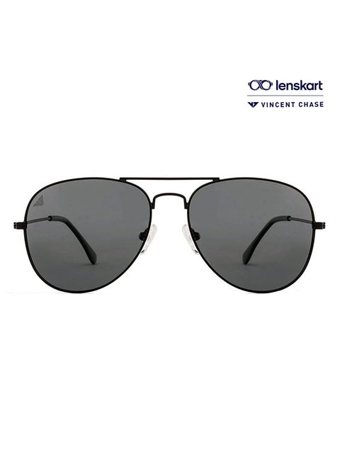 Nomades Full Rim Aviator Frame Polarized & UV Protected Sunglasses VC S11075 - Lens Size: 50mm - Black