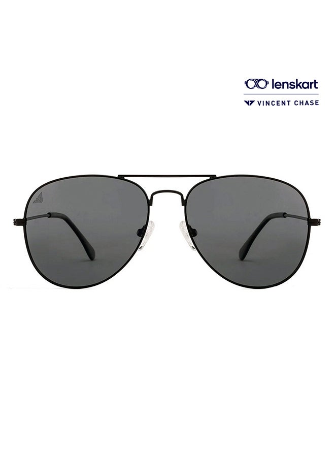 VINCENT CHASE Nomades Full Rim Aviator Frame Polarized & UV Protected Sunglasses VC S11075 - Lens Size: 50mm - Black  - Image 1