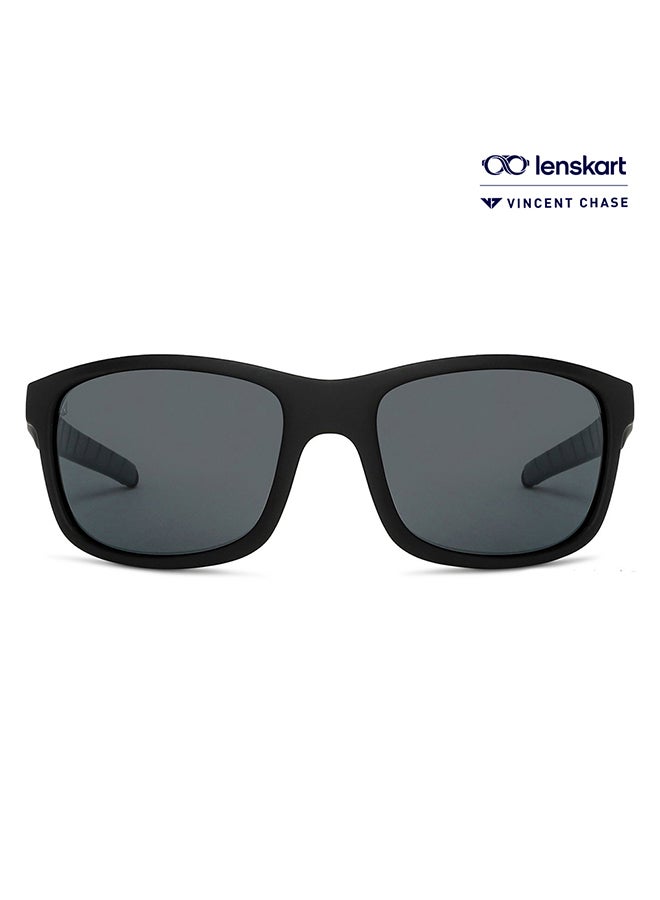 VINCENT CHASE Mirage Full Rim Sport Polarized & UV Protected Sunglasses VC S14116 - Lens Size: 58mm - Black  - Image 1