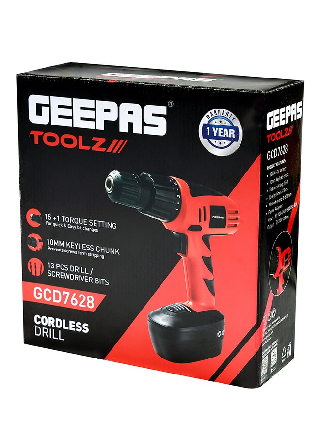 GEEPAS 13 Pcs Cordless Drill Set Black/Red - Image 4