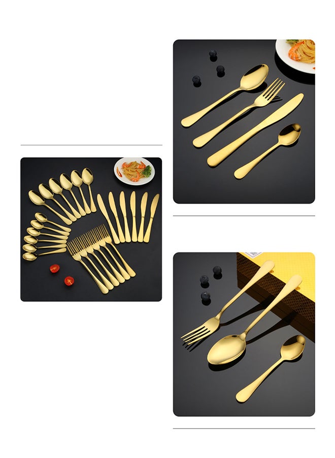 Sunhome 24-Piece Stainless Steel Cutlery Set Golden Kitchen Utensils Set, Tableware Set For Home Kitchen Restaurant Hotel Gatherings Picnic Dining 18 cm Golden  - Image 5