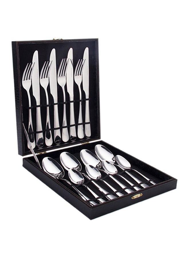 Sunhome - 16-Piece Stainless Steel Cutlery Dishwasher Safe Fork knife Spoon and Teaspoon, Silverware for Home Office Party Camping Flatware Eating Utensils 23,18,14 cm Silver 23,18,14cm - Image 1