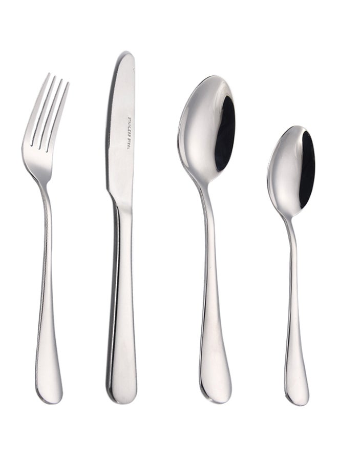Sunhome - 16-Piece Stainless Steel Cutlery Dishwasher Safe Fork knife Spoon and Teaspoon, Silverware for Home Office Party Camping Flatware Eating Utensils 23,18,14 cm Silver 23,18,14cm - Image 1