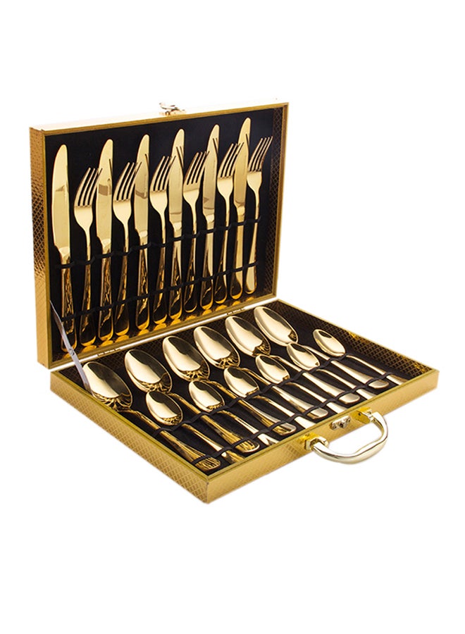 Sunhome 24-Piece Stainless Steel Cutlery Set Golden Kitchen Utensils Set, Tableware Set For Home Kitchen Restaurant Hotel Gatherings Picnic Dining 18 cm Golden  - Image 1