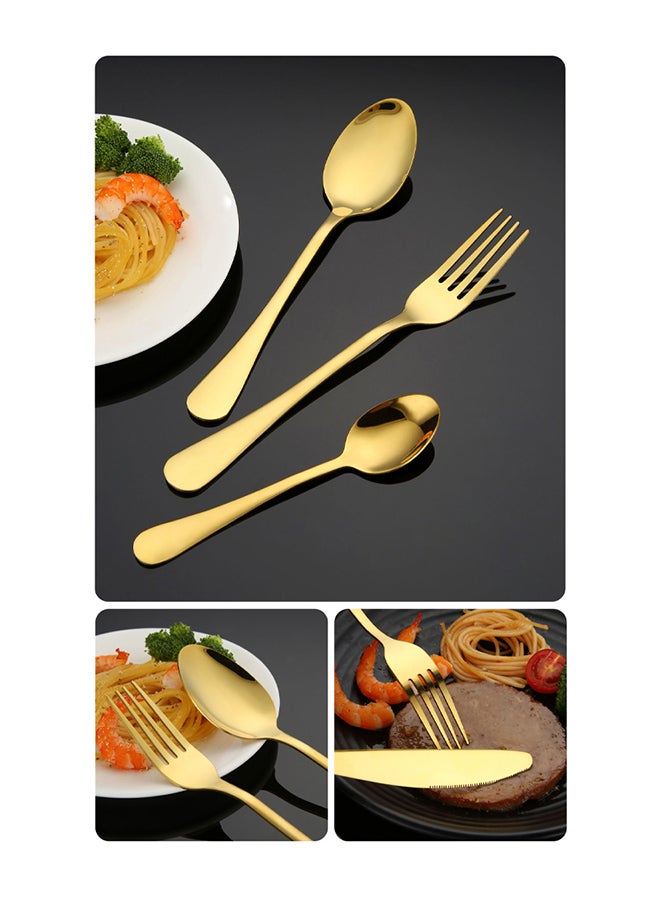 Sunhome 24-Piece Stainless Steel Cutlery Set Golden Kitchen Utensils Set, Tableware Set For Home Kitchen Restaurant Hotel Gatherings Picnic Dining 18 cm Golden  - Image 4