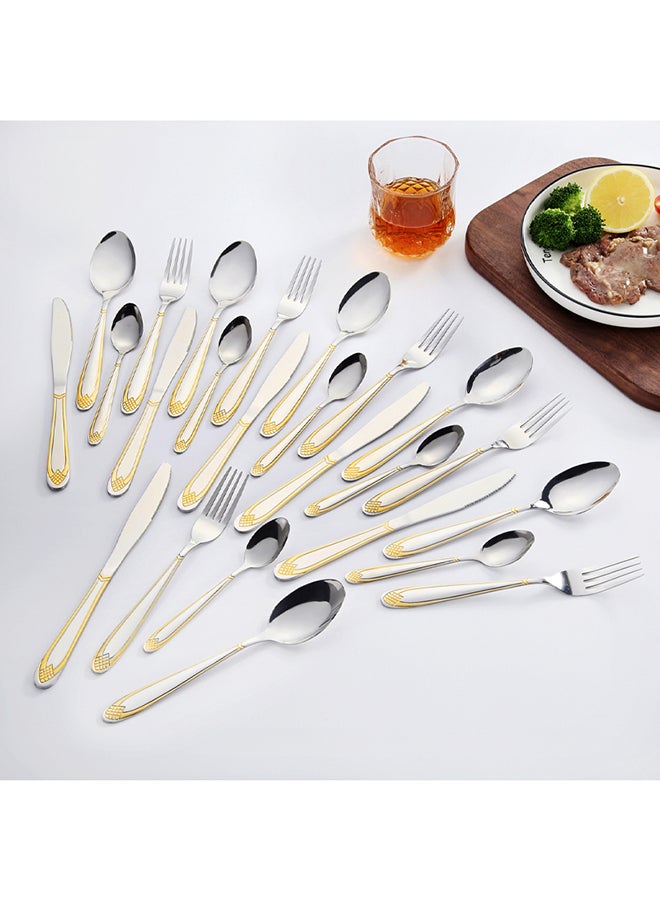 Sunhome 24-Piece Cutlery Set Silver/Gold  - Image 3