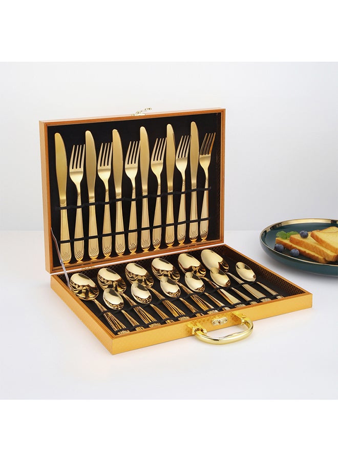 24-Piece Stainless Steel Cutlery Spoon,Fork And Knife Set Gold - v1665662936/N48370988A_6