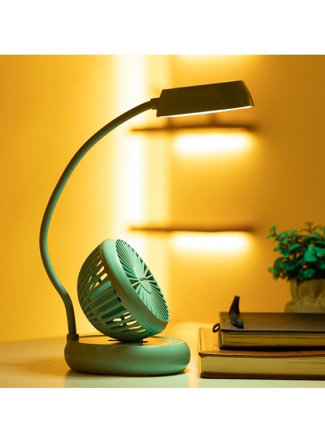 Olsenmark - 2-In-1 LED Desk Lamp With Mini Fan With Flexible Neck OMF1827 Green - Image 1