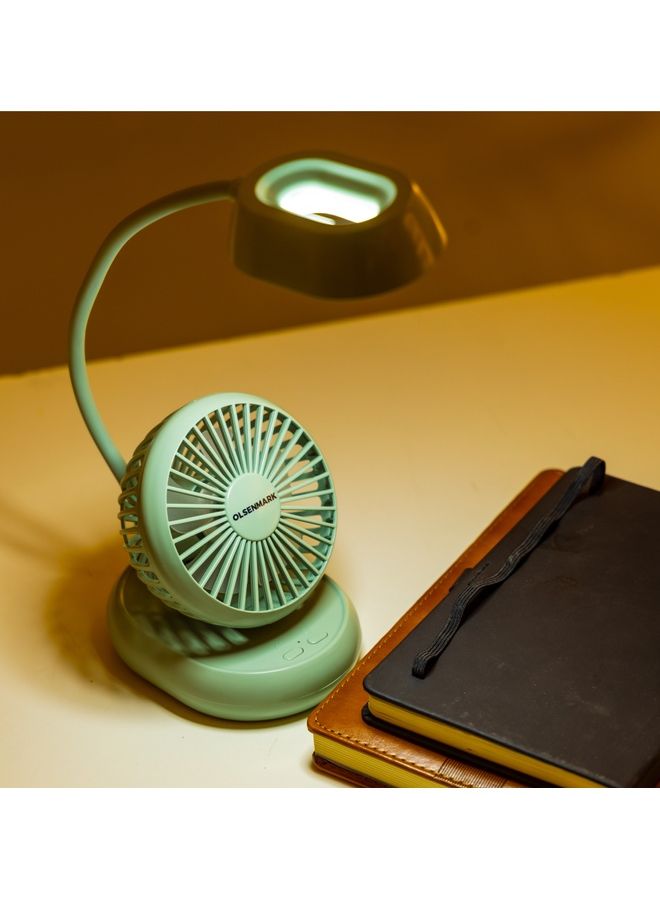 Olsenmark - 2-In-1 LED Desk Lamp With Mini Fan With Flexible Neck OMF1827 Green - Image 1