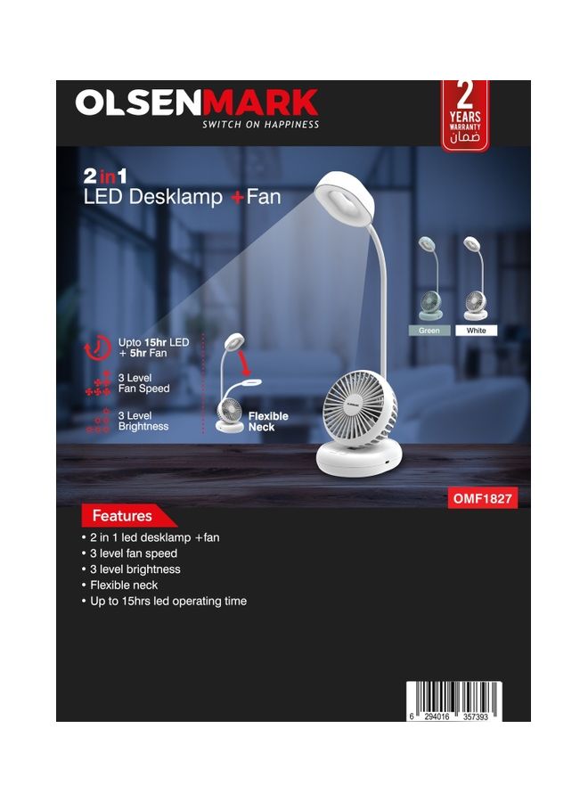 Olsenmark - 2-In-1 LED Desk Lamp With Mini Fan With Flexible Neck OMF1827 Green - Image 1