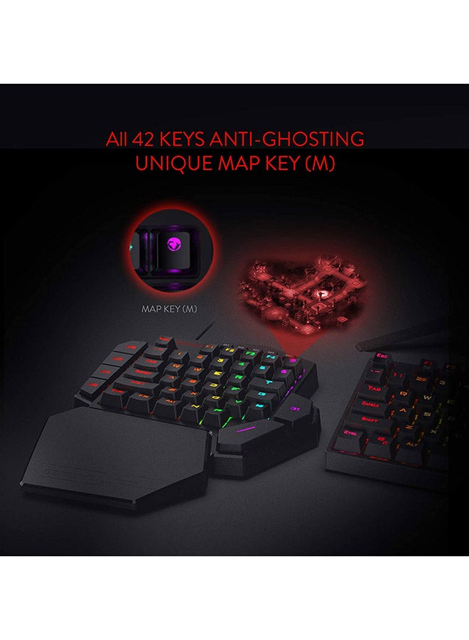ريدراجون - لوحة مفاتيح ديتي K585 ميكانيكية للألعاب من ريدراجون بإضاءة RGB للاستخدام بيد واحدة ومفاتيح بلون أزرق - ومنافذ TypeC مزودة بـ 7 مفاتيح ماكرو مدمجة بالإضافة إلى مسند لليد قابل للفصل [42 مفتاحاً] - Image 1