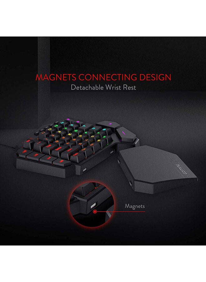 ريدراجون - لوحة مفاتيح ديتي K585 ميكانيكية للألعاب من ريدراجون بإضاءة RGB للاستخدام بيد واحدة ومفاتيح بلون أزرق - ومنافذ TypeC مزودة بـ 7 مفاتيح ماكرو مدمجة بالإضافة إلى مسند لليد قابل للفصل [42 مفتاحاً] - Image 1
