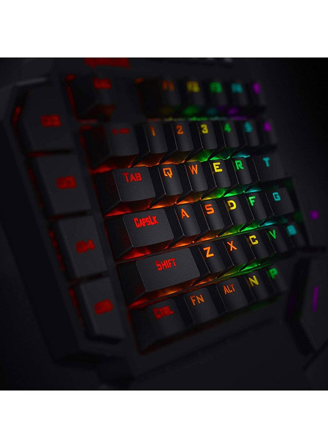 ريدراجون - لوحة مفاتيح ديتي K585 ميكانيكية للألعاب من ريدراجون بإضاءة RGB للاستخدام بيد واحدة ومفاتيح بلون أزرق - ومنافذ TypeC مزودة بـ 7 مفاتيح ماكرو مدمجة بالإضافة إلى مسند لليد قابل للفصل [42 مفتاحاً] - Image 1