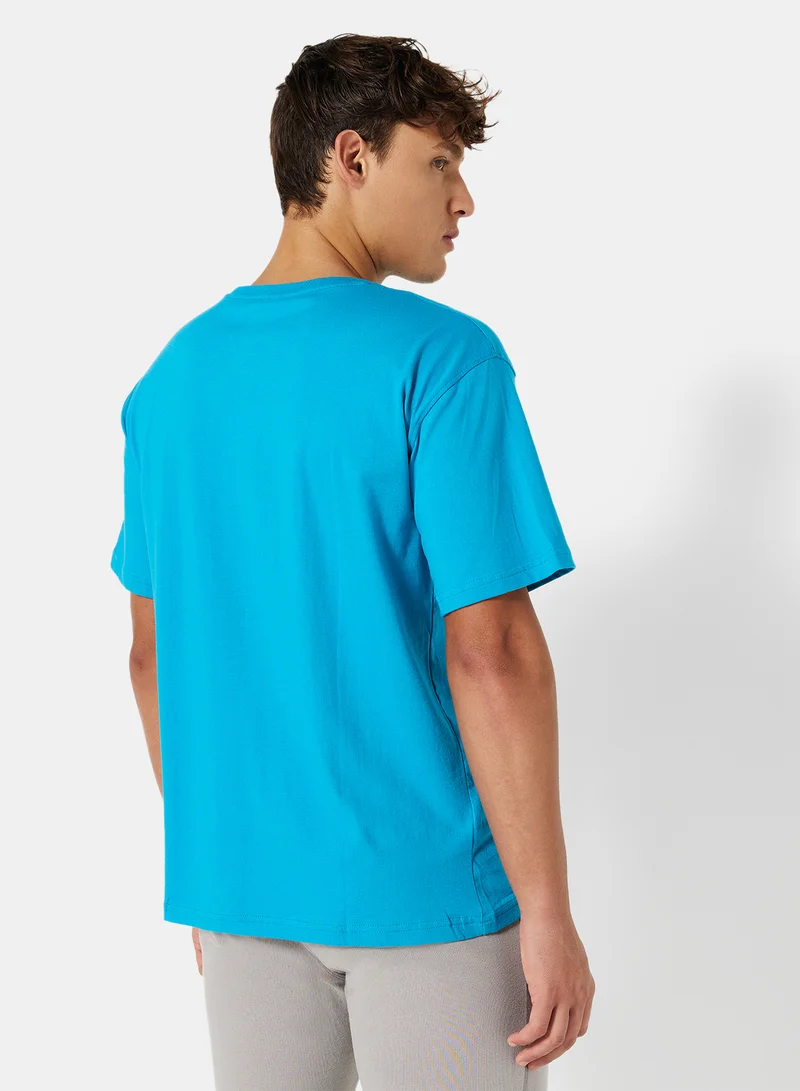 Sivvi x D'Atelier Eco-Friendly Logo Oversized Crew T-Shirt Blue