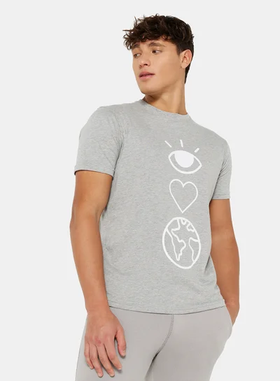 سيفي x دي‘اتيلير Eco-Friendly Graphic Crew T-Shirt Light Grey