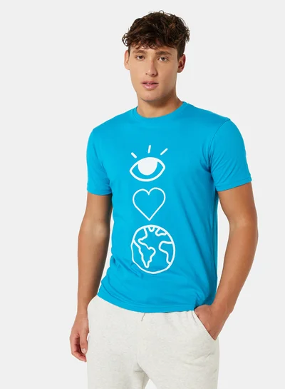 سيفي x دي‘اتيلير Eco-Friendly Graphic Crew T-Shirt Blue