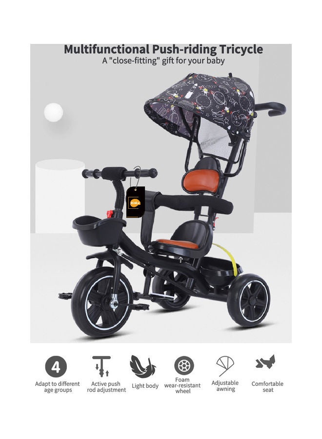Kidle 6-in-1 Kids Baby Trike Stroller Tricycle With Adjustable Push Handle, Removable Canopy, Safety Harness - Image 2