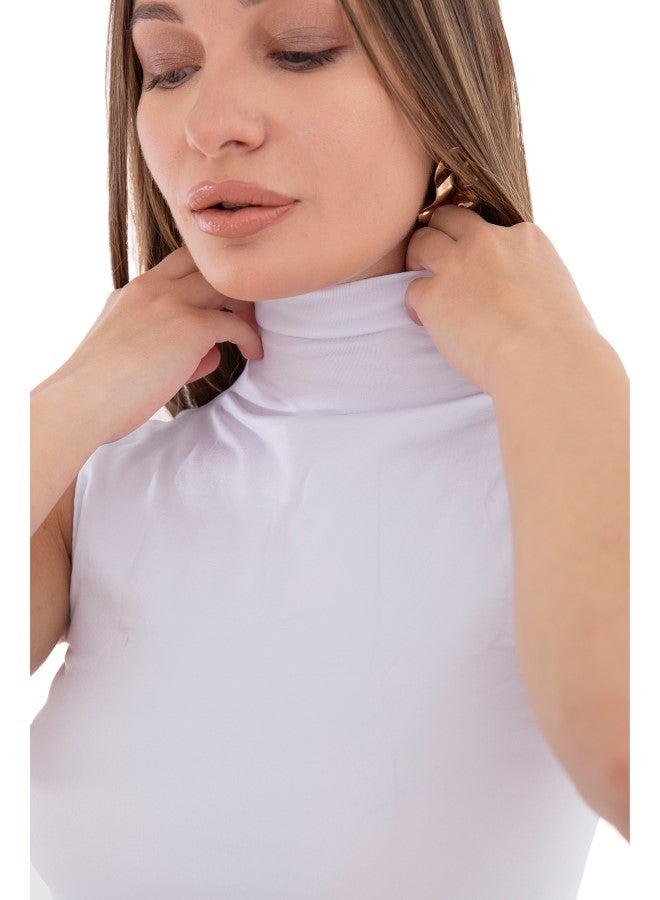 Carina High Neck Sleeveless Top White  - Image 5