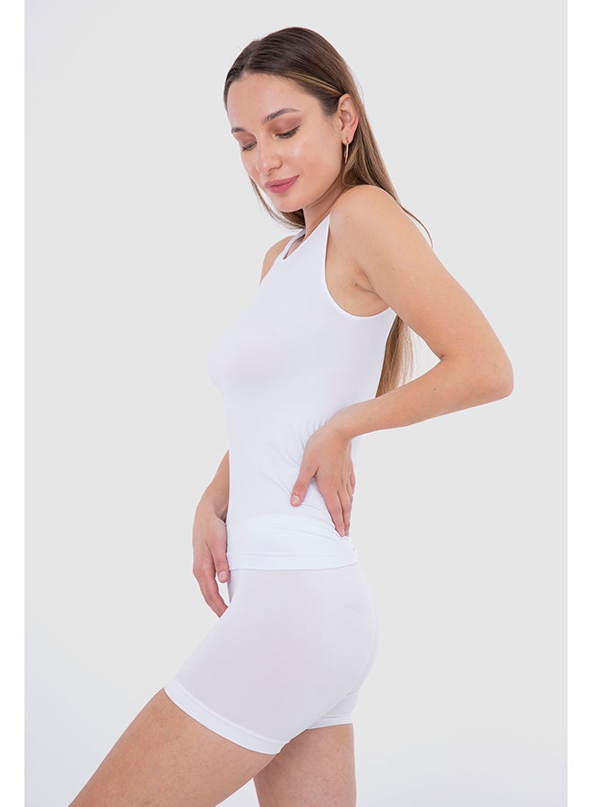 Carina Microfiber Sleeveless Tank Top White  - Image 2