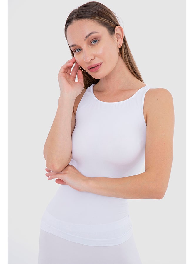 Carina Microfiber Sleeveless Tank Top White  - Image 1