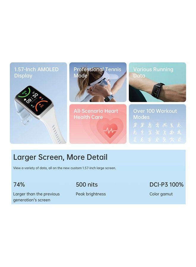 OPPO - 200.0 mAh Band 2 Professional running guidance 1.57" AMOLED 14 Days battery life Baby Blue - Image 1