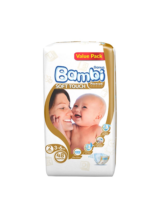 Sanita Bambi Size 2, Small, 3-6 Kg, Value Pack, 48 Diapers  - Image 2