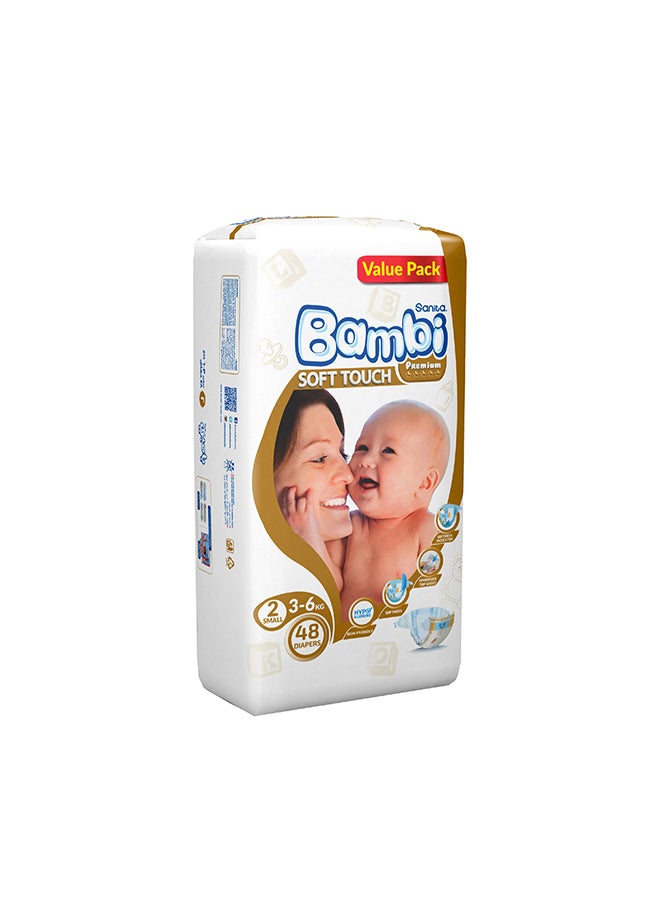 Sanita Bambi Size 2, Small, 3-6 Kg, Value Pack, 48 Diapers  - Image 3