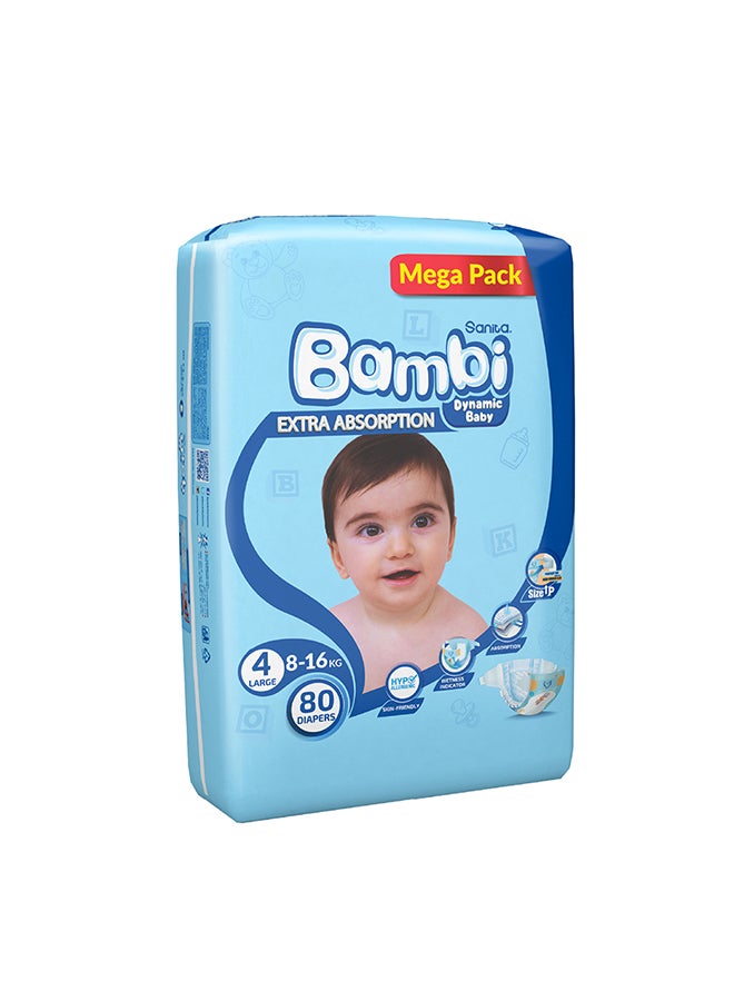 Sanita Bambi - Size 4, Large, 8-16 Kg, Mega Pack, 80 Diapers - Image 1
