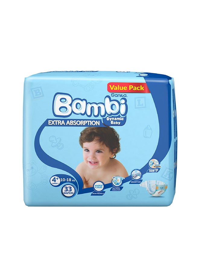 Sanita Bambi - Size 4+ Large 10-18 Kg Value Pack 33 Diapers - Image 1