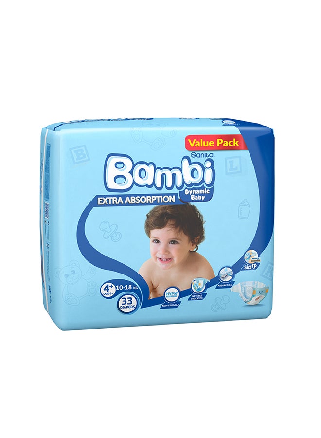 Sanita Bambi - Size 4+ Large 10-18 Kg Value Pack 33 Diapers - Image 1