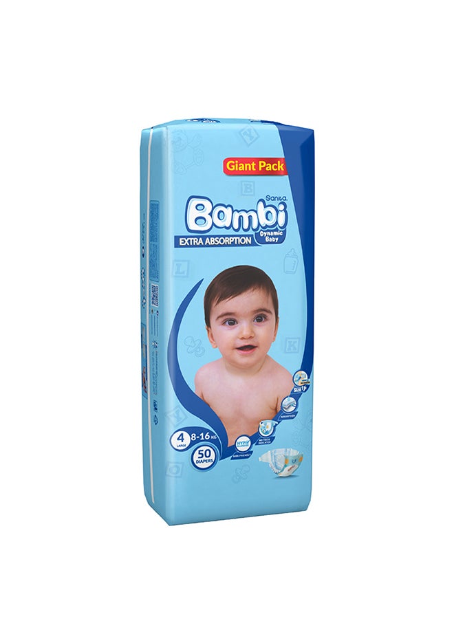 Sanita Bambi Baby Diapers Giant Pack Size 4, Large, 8-16 KG, 50 Count - Image 3