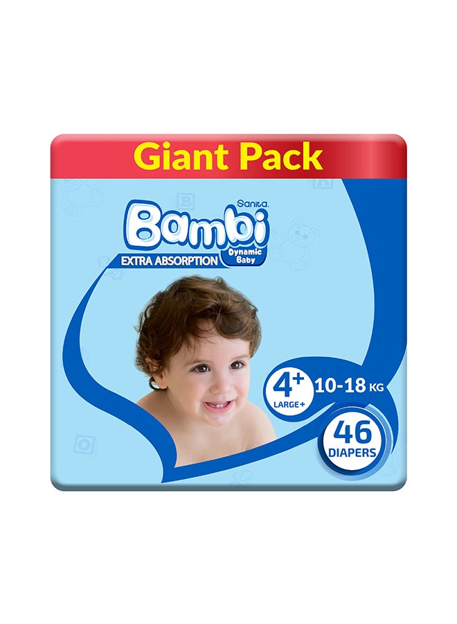 Sanita Bambi - Baby Diapers Giant Pack Size 4+, Large plus, 10-18 KG, 46 Count - Image 1