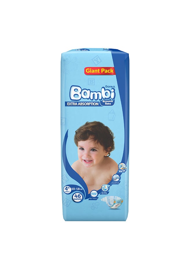 Sanita Bambi - Baby Diapers Giant Pack Size 4+, Large plus, 10-18 KG, 46 Count - Image 1