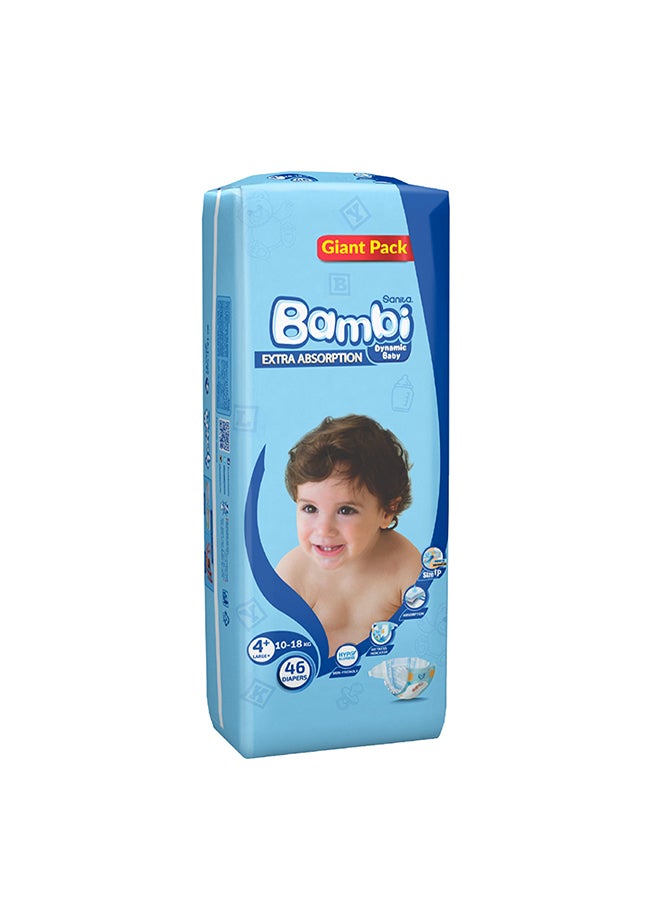 Sanita Bambi - Baby Diapers Giant Pack Size 4+, Large plus, 10-18 KG, 46 Count - Image 1