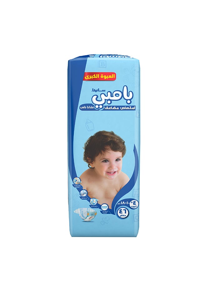Sanita Bambi - Baby Diapers Giant Pack Size 4+, Large plus, 10-18 KG, 46 Count - Image 1
