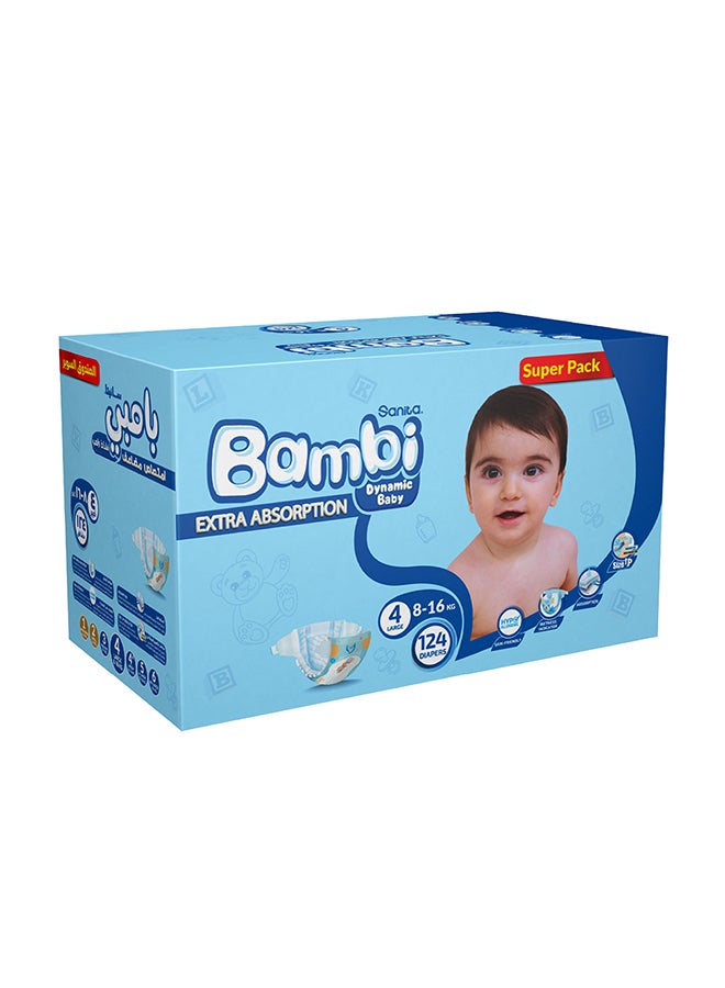 Baby Diapers Super Pack Size 4, Large, 8-16 KG, 124 Count - v1665729439/N33868770A_3