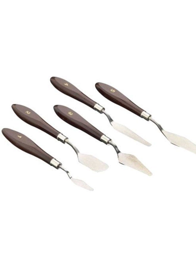 5-Piece Stainless Steel Palette Knife Set Silver/Brown - v1665736364/N33860931A_2